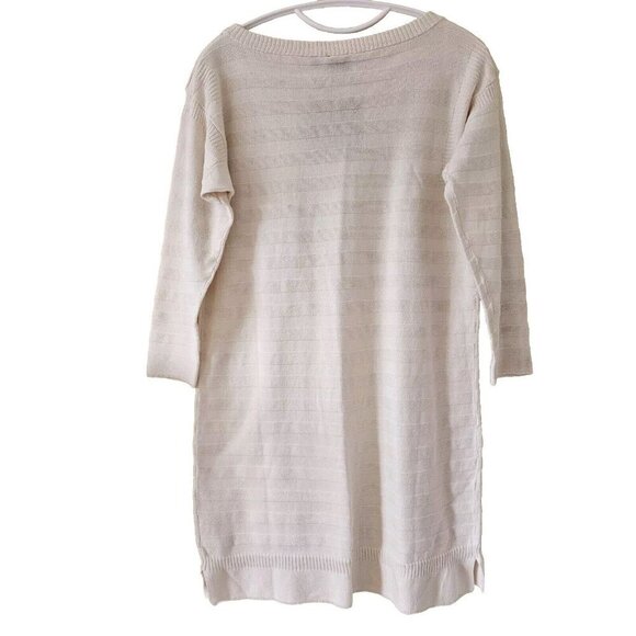 Good Morning Beautiful People Uniqlo Tunic Womens L Ivory Textured LS Neutral - Picture 2 of 14